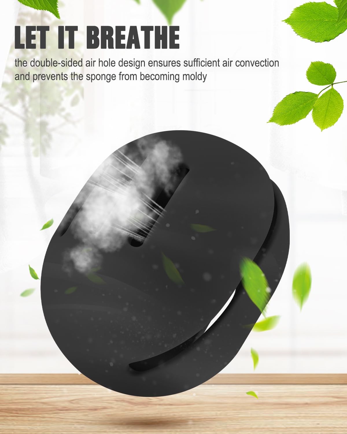 FERYES Makeup Sponge Holder – Shatterproof Eco-Friendly Silicone Beauty Make Up Blender Case for Travel-Black