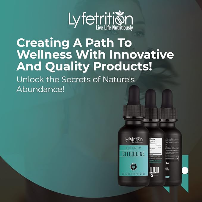Citicoline Liquid Drops 536 mg, 4 Oz Liquid, 220 Servings, Made in USA, Quick Absorption, Quality Potent Ingredients, Non-GMO, GMP Certified, Cruelty-Free Products