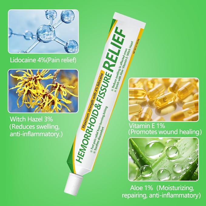 Hemorrhoids and Fissure Relief Cream,Hemorrhoid Ointment for Hemorrhoid Treatment Fast Acting Relief of Pain, Swelling