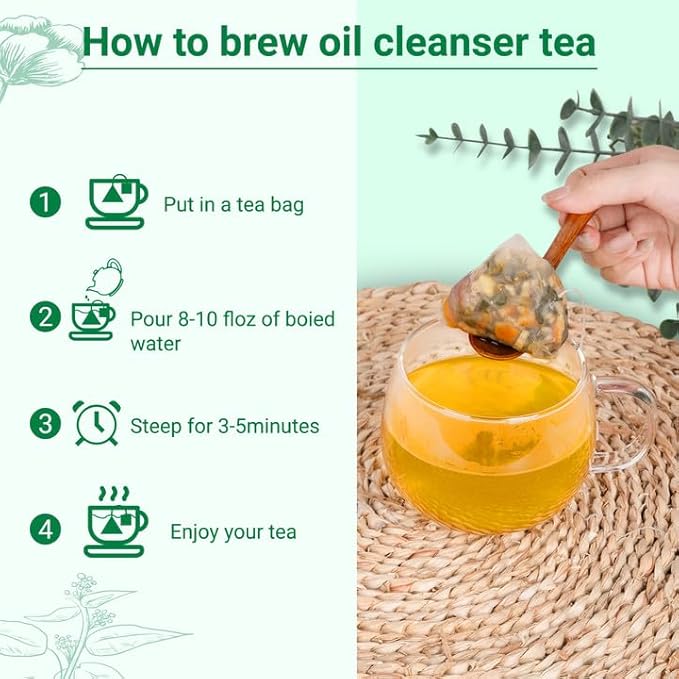 Liver Detox Tea Natural Oil Cleansing Tea 10 Excellent Herbals with Formula,Oil-Reducing Teabag,Chinese Teabag for Cleanse & Detox Liver (30 Bags,2 Box)