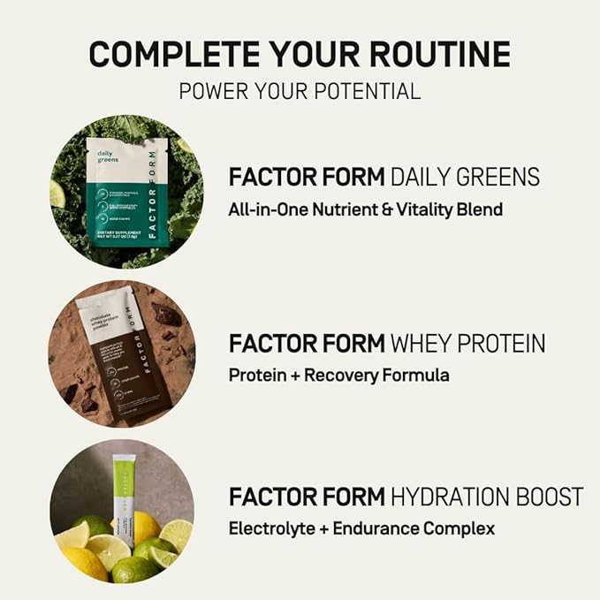 FACTOR FORM Daily Greens Superfood Powder | 5 Functional Blends for Gut Health | Energy & Immunity Support | Prebiotics, Probiotics, Adaptogens| 30 Packets | Citrus Flavor