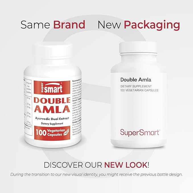 Supersmart - Double AMLA Supplement (Patented & High Strength) - Fresh Indian Gooseberry Extract - Emblica Officinalis | Non-GMO & Gluten Free - 100 Vegetarian Capsules