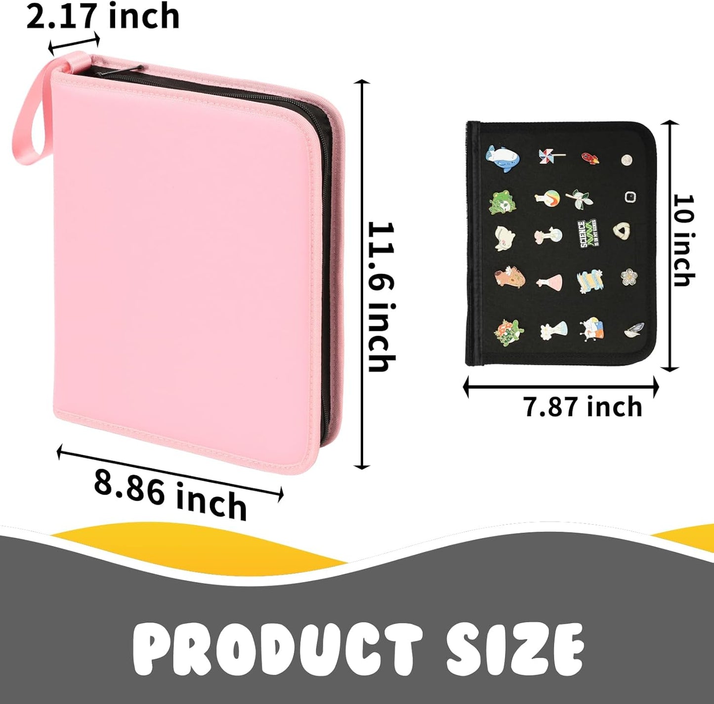 Enamel Pin Display Book, 6-Page Pin Trading Book, Portable Pin Bag and Pin Board (PU Pink)