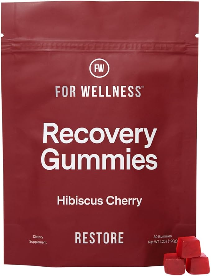 Recovery Gummies Restore - Tart Cherry Gummies for Muscle Recovery - Hibiscus Cherry Flavor with Antioxidants & Electrolytes Combats Soreness, Boosts Energy - Vegan, Non-GMO, Gluten-Free