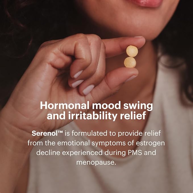 Serenol by Bonafide. Relief from Hormonal Mood Swings, Irritability, & PMS Bloating. — 3-Month Supply (180 Tablets)