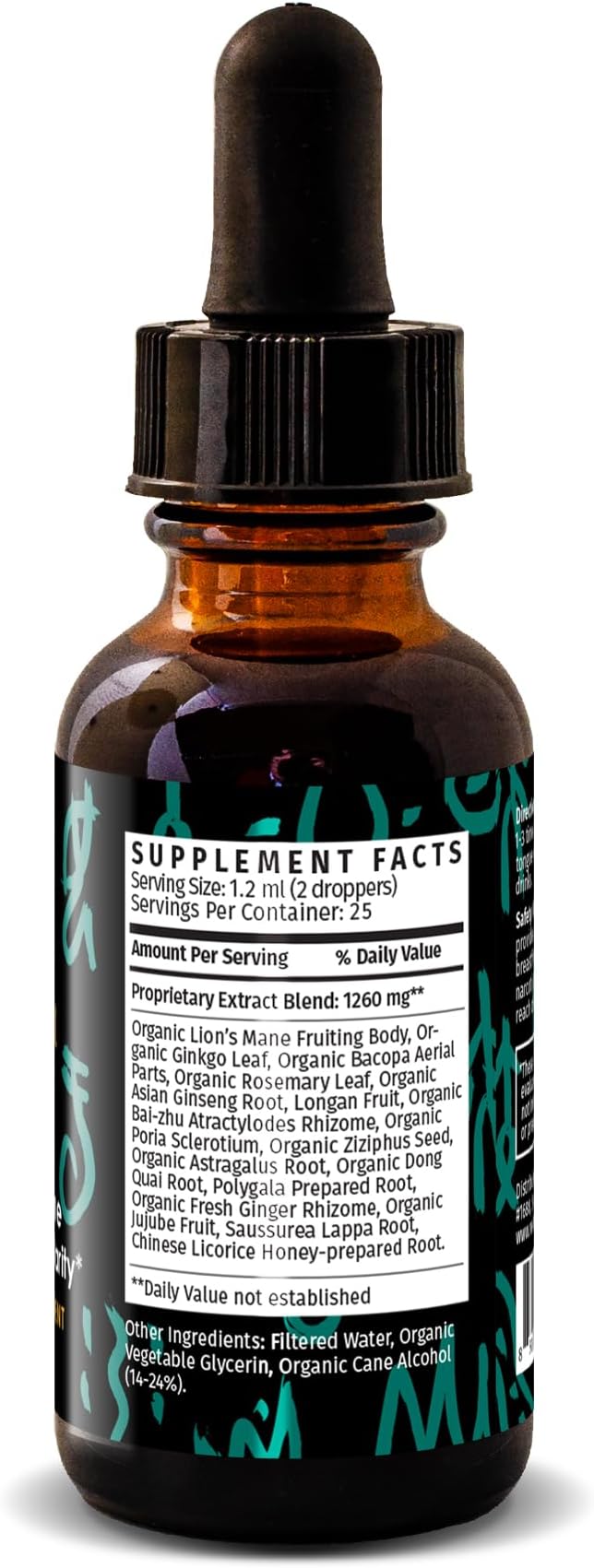 Redmint Lion's Mane Mushroom Extract with Ginkgo Leaf & Ginseng and More - Brain Boost & Clarity Herbal Tincture - Rooted in Ancient TCM Wisdom - Organic Immune Support Mushroom Supplement - 1 fl oz