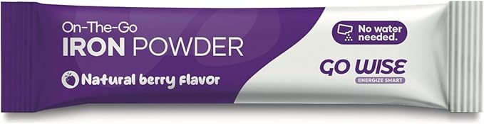 Go Wise Iron Powder - 14 Stick Packs with Vitamin C, B6, B12 and Folic Acid for Direct Consumption, No Water Needed - Gentle Iron Supplement for Women and Adults