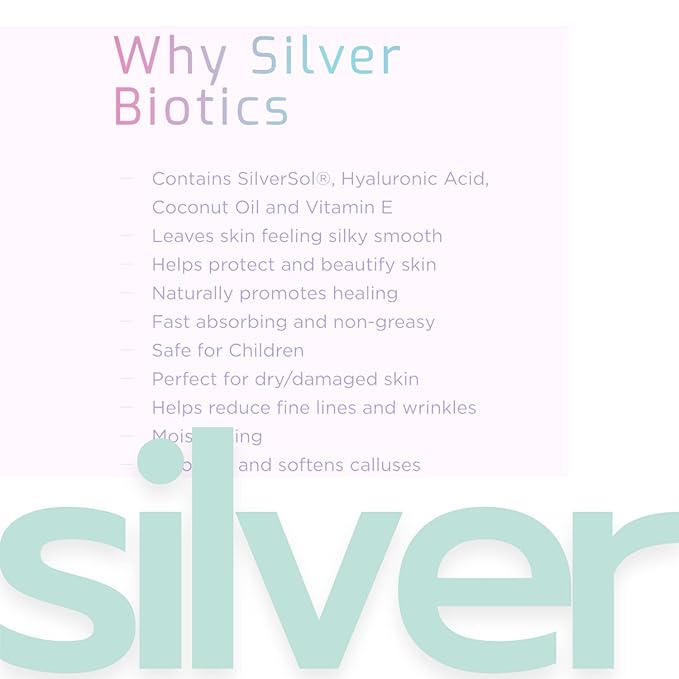 Silver Biotics Nano Silver Healing Lotion Cream Unscented Scent Infused SilverSol and Hyaluronic Acid | All Natural Ingredients to Heal, Smooth Your Skin Blemishes and Scars (3.4 oz.)