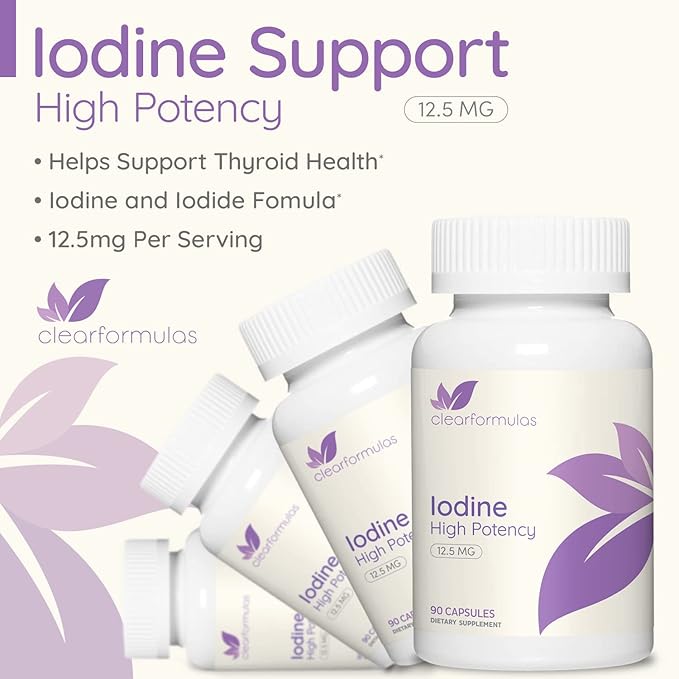 High Potency Potassium Iodine Supplement - Potassium Iodide USP and Free Iodine Capsules 12.5mg Precise Dosage Blend - Capsule Alternative to Lugol's Supplement for Thyroid Energy & Immunity (3 Month)