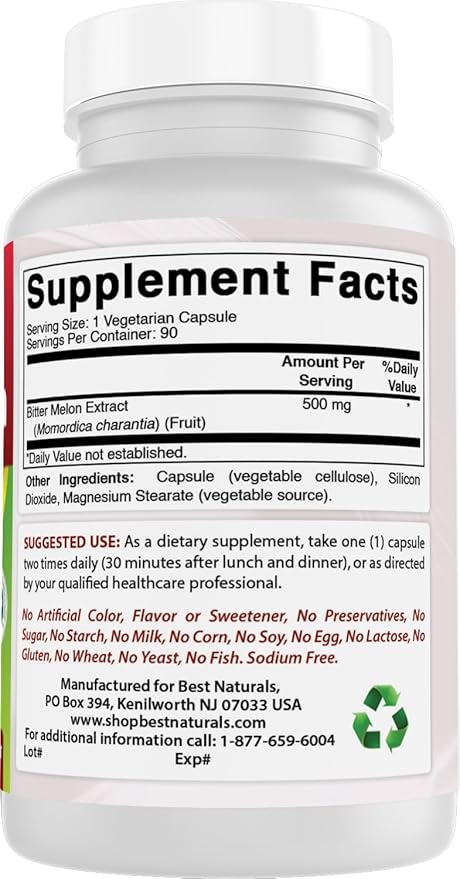 Best Naturals Bitter Melon 500 mg 90 Vcaps (90 Count (Pack of 2))