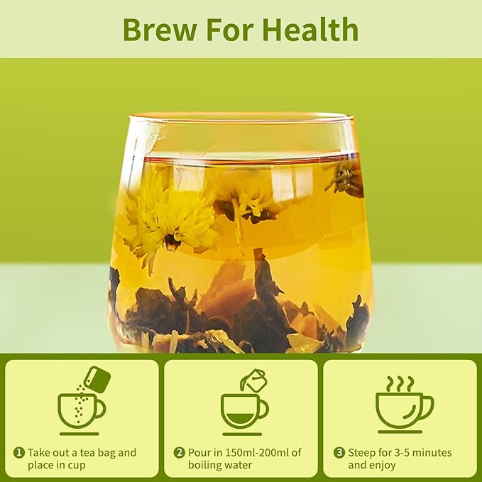 Dandelion Wolfberry Tea Bags, Natural Kidneys & Liver Health Tea with Dandelion, Chrysanthemum, Wolfberry, Cassia Seed, Licorice, Orange Peel, Gardenia, Dandelion Root Tea Organic(1 Pack/12 Bags)