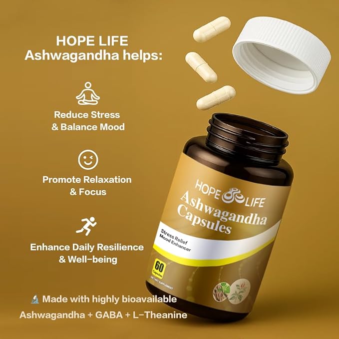 Herbal Mood & Sleep Support - Contains Ashwagandha, Spearmint Ext, GABA, Casein Protein Peptide, L-Theanine, Ginger Oil, Black Pepper Extract - Non-GMO, Soy-Free & Gluten-Free, 60 Capsules