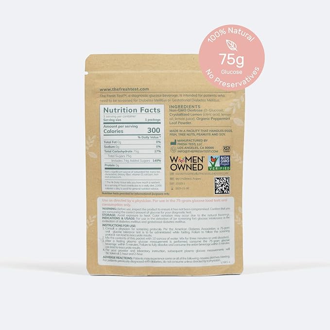 The Fresh Test, 75-gram Powder Drink Mix | Additive-Free, Non-GMO, Organic Ingredients | Mint Lemonade