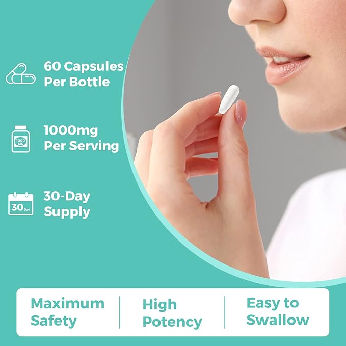 TUDCA Bile Salts Supplement 1000mg - 60 Veggie Capsules,Liver Support Supplement for Detox Cleanse,Gelatin Free