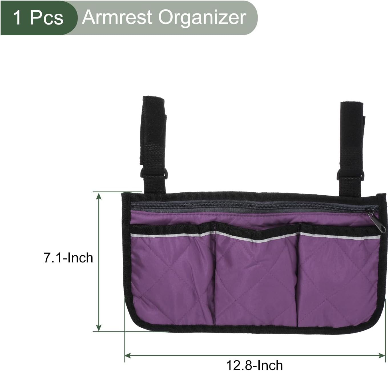 YOKIVE Armrest Organizer, Waterproof Chair Snack Storage Bag with Straps, Great for Camping Beach Daily Use, (Purple, 4 Pockets)