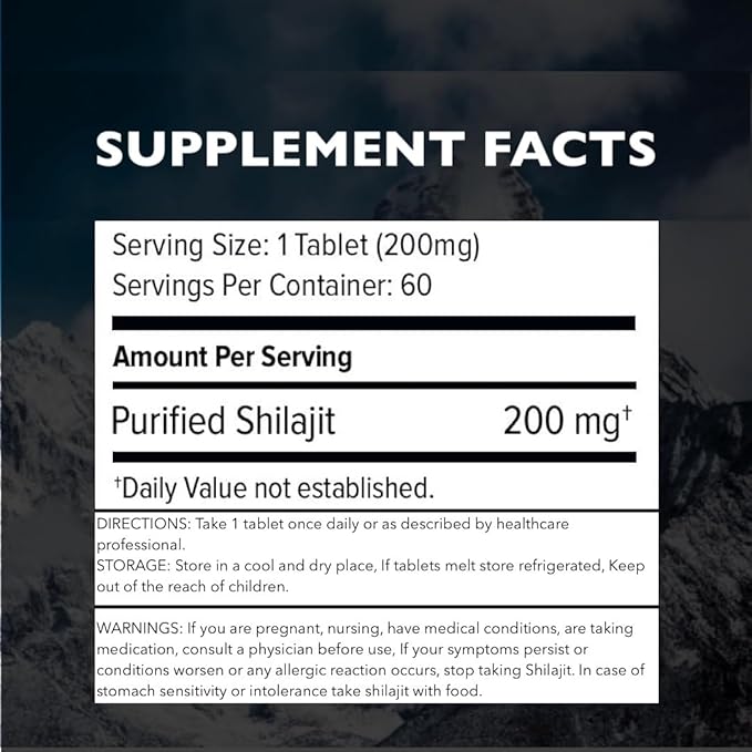 Pure Himalayan Shilajit Dry Drops, 100% Pure Natural Shilajit, Grade A, Max Potency 85+ Clean Trace Minerals & Fulvic Acid for Energy, Metabolism & Immune Support Supplement for Men & Women (60 tabs)