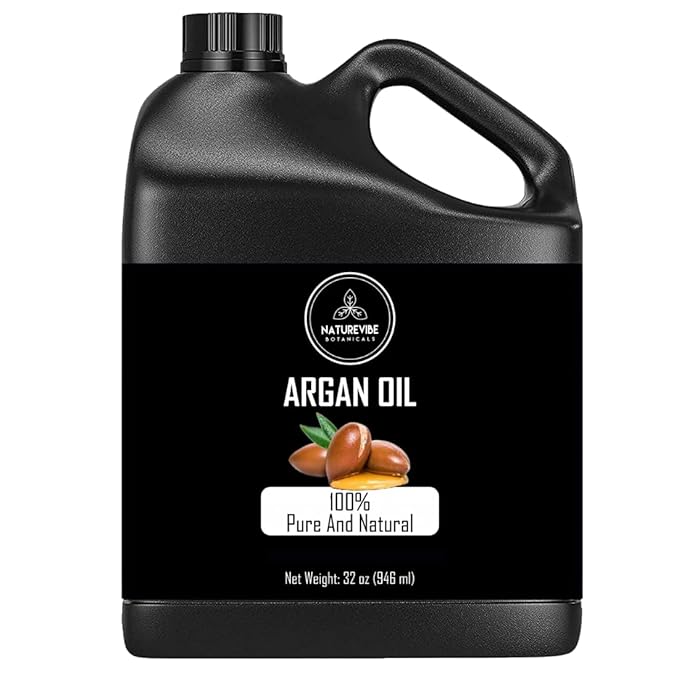 Naturevibe Botanicals Argan Oil 32 Fl oz โ Cold Pressed, Unrefined, Pure Moroccan Argan Oil for Hair, Skin, Face & Massage โ Natural Carrier Oil for DIY Beauty & Aromatherapy