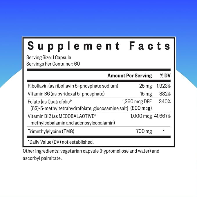 Seeking Health Homocysteine Nutrients, Formerly HomocysteX Plus, Support Homocysteine Level and Methylation, Vitamin B12, Folate (as L-methylfolate), MTHFR Gene Support (60 Capsules)