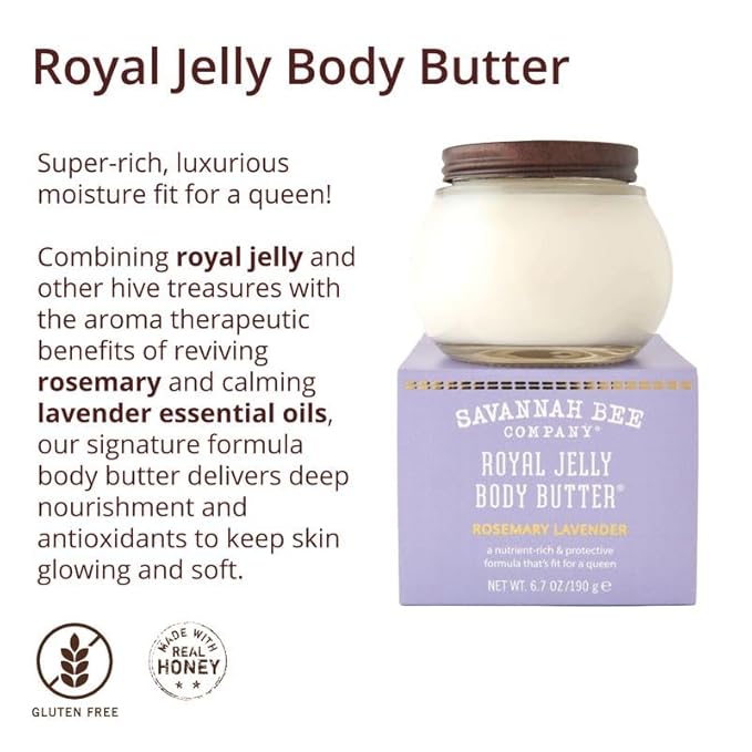 Savannah Bee Company Royal Jelly Body Butter ROSEMARY LAVENDER 6.7 Ounce