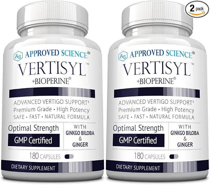 Approved Science VertiSyl - Ginkgo Biloba, Ginger, Vitamin D3, BioPerine - 180 Capsules - Pack of 2