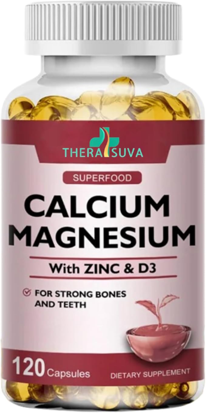 4 in 1 Calcium 1000mg + Magnesium 400mg + D3 + Zinc, Extra Strength, Complex Supplement for Bone and Immune Health. 120 SoftGels, 60 Day Supply