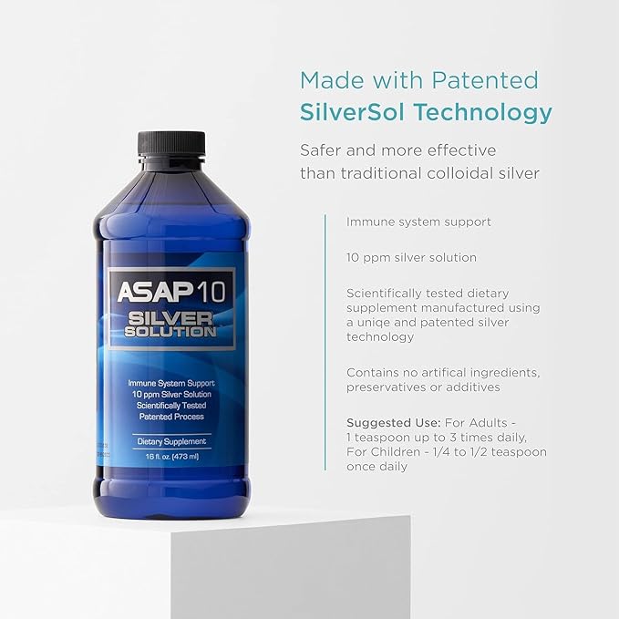 American Biotech Labs - ASAP 10 Silver Solution - Immune System Support, 10 ppm Silver Solution Dietary Supplement - 16 fl. oz.