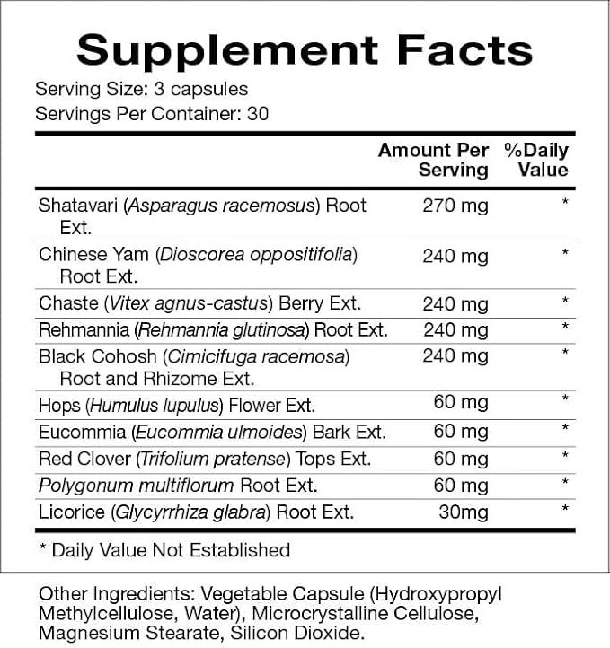 Natura Health Products Meno-Breeze Supplement - Enhances Female Endocrine Balance* - Featuring Shatavari, Chinese Yam, Chaste Tree, Rehmannia, Black Cohosh, & Hops (90 Capsules)