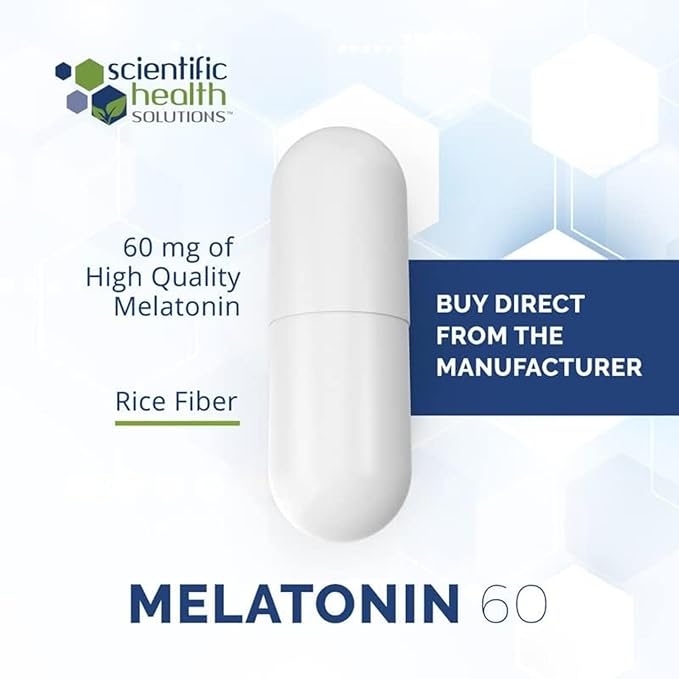 Melatonin 60mg | High Dosage Melatonin in Easy-to-Swallow Capsules | Vegan, Non-GMO & Gluten-Free | US-Made Extra Strength Melatonin (2-Pack)