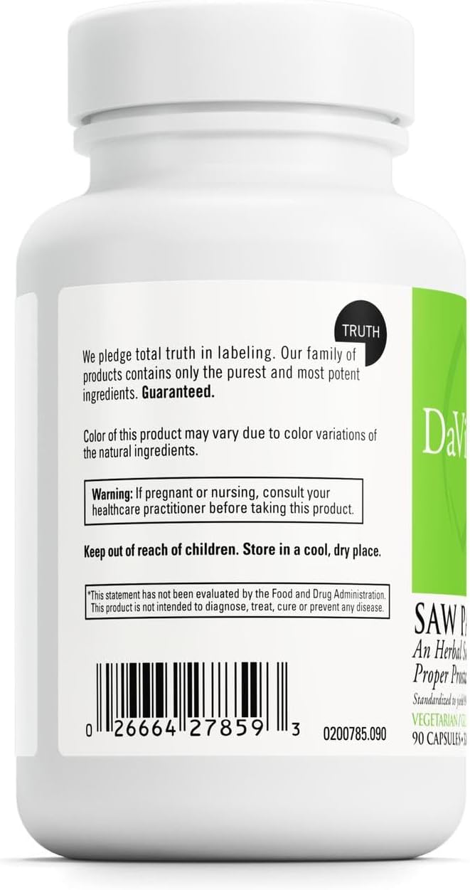 DAVINCI Labs Saw Palmetto - Dietary Supplement to Support Proper Prostate Health Function, Premenstrual Needs and Lactation* - with Saw Palmetto Berry Extract - Gluten-Free - 90 Vegetarian Capsules
