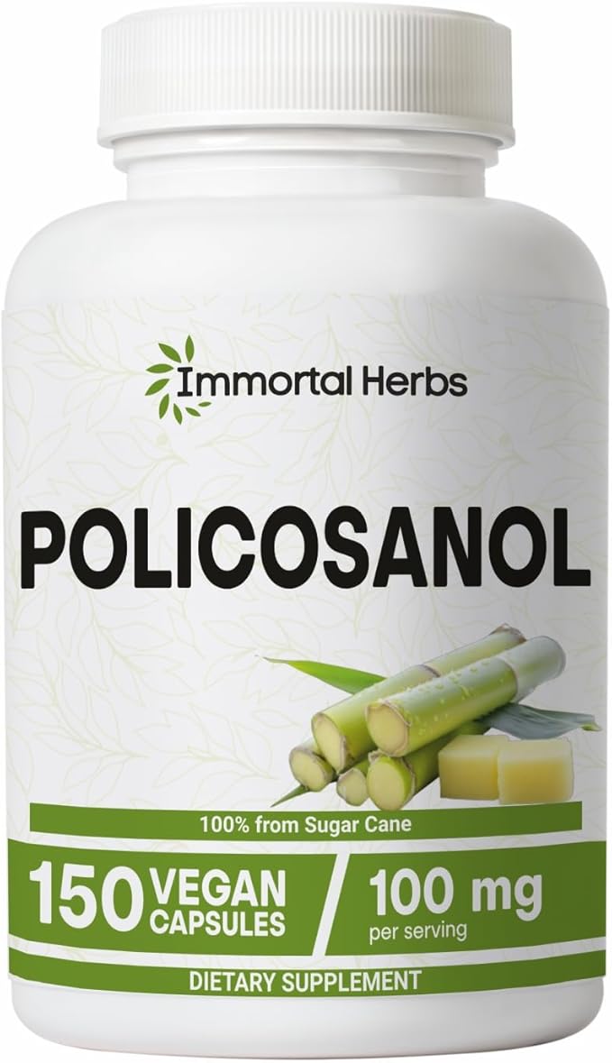 Policosanol 100mg Capsules, Derived from Sugar Cane, 150 Pills, Non-GMO and Gluten-Free Policosanol Supplement for Women and Men