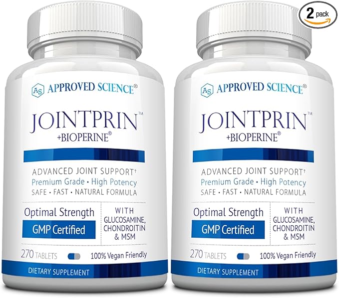 Approved Science Jointprin - Joint Support Supplement - Glucosamine, MSM, Chondroitin, Turmeric, Boswellia, BioPerine - 6 Month Supply