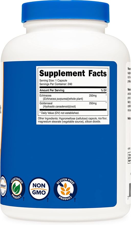 Nutricost Echinacea & Goldenseal Root, 500mg, 240 Capsules (2 Bottles) - Veggie Caps, Non GMO, Gluten Free