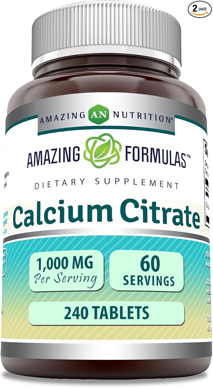 Amazing Formulas Calcium Citrate Supplement | 1000 Mg | Tablets | Non-GMO | Gluten Free | Made in USA (1 Pack, 240 Count)