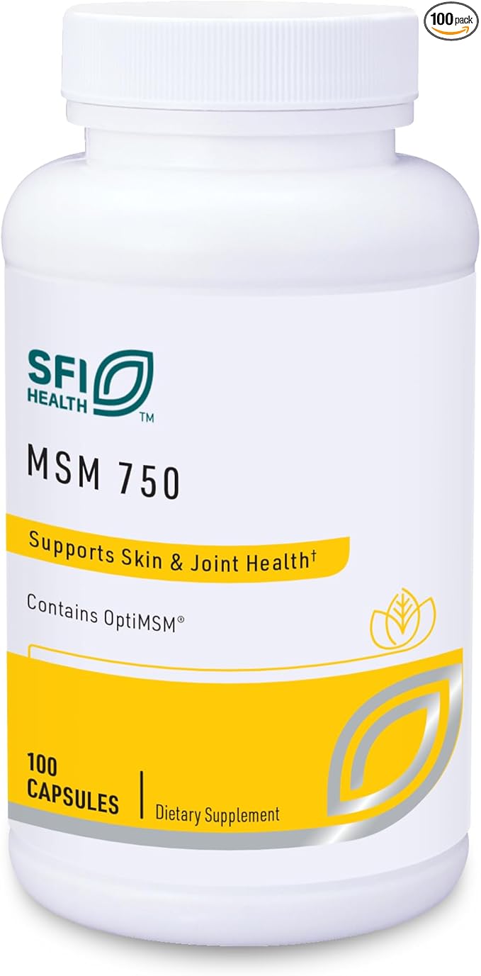 Klaire Labs SFI Health MSM 750 - Clinically Tested to Support Joint Comfort & Structure, Methylsulfonylmethane as OptiMSM (100 Capsules)