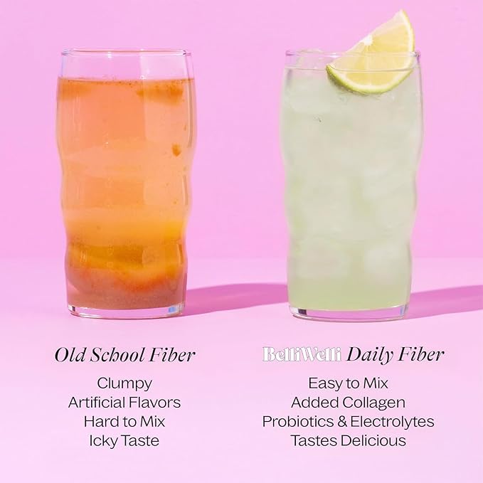 Daily Fiber Supplement Packets with Collagen, Probiotics & Electrolytes | Single Serve Packets for Gut Health, Digestion & Debloating | Variety | 10 Count