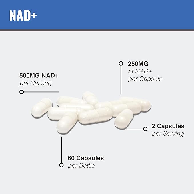 MAAC10 Liposomal NAD Supplement 500mg Serving (2x250mg Capsules) Actual Nicotinamide Adenine Dinucleotide