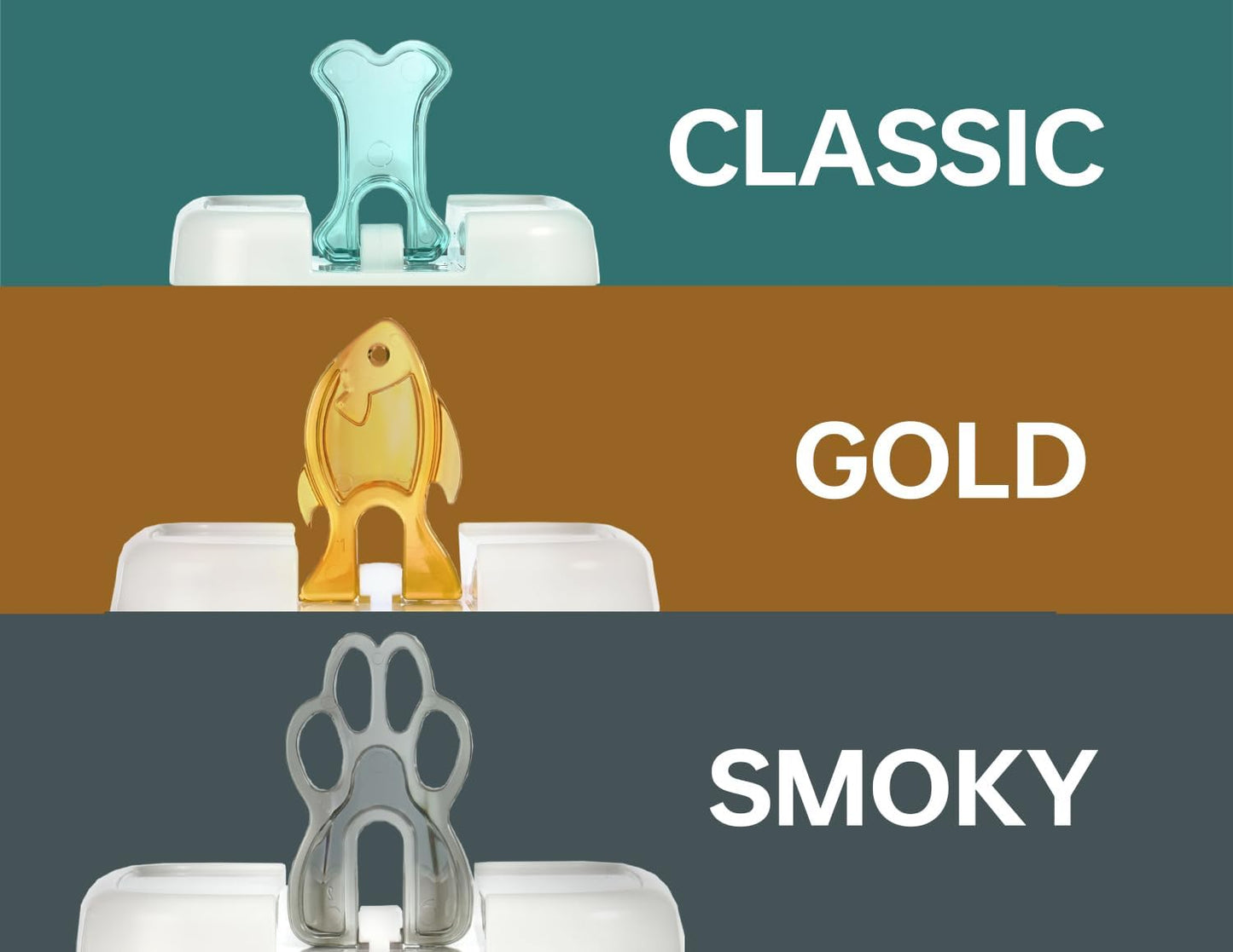 Felli Flip Tite Pet Food Container with Airtight Lids, BPA FREE Acrylic Canister with Paw Bone Fish Flip Top Handles for Cat Dog Kibble Treats Storage, Keep Fresh (Pet Collection Nest-L 3pk)