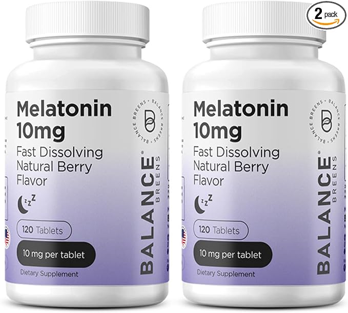 Balancebreens Melatonin 10mg Fast-Dissolve, 120 Tablets ā Natural Sleep Aid for Restful Nights, Drug-Free Support for Relaxation and Tranquility