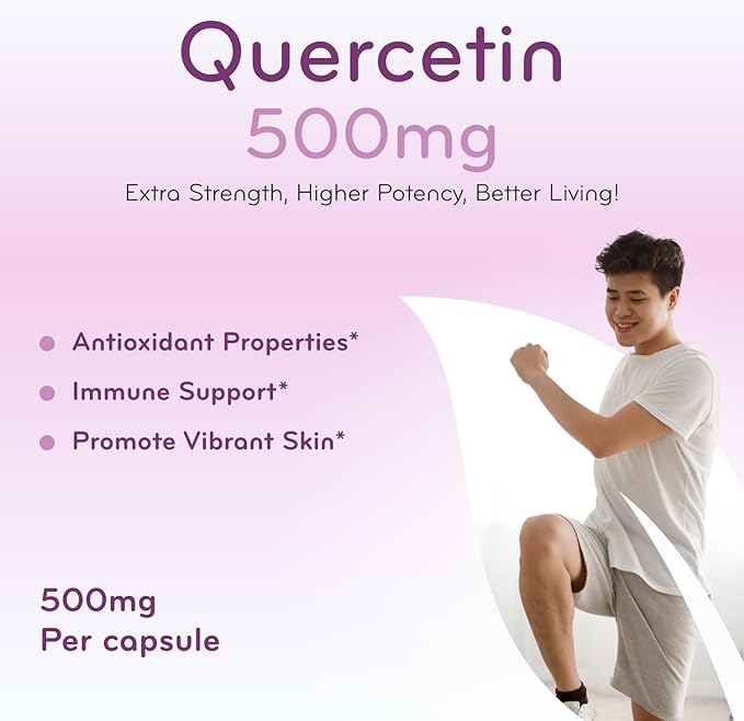 High Strength Quercetin 500mg Capsules - Quercetin Dihydrate Potent Flavonoid Antioxidant and Nutraceutical for Heart and Immune Support - Vegan Friendly - Made in a cGMP US Lab (200 Servings)