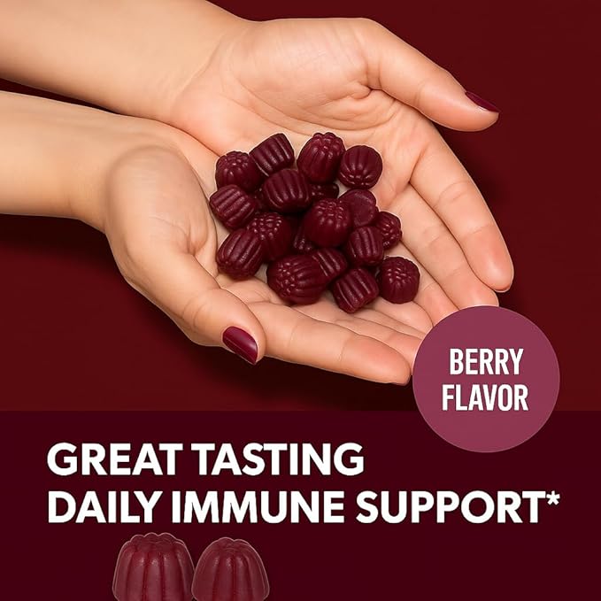 Strong Earth Elderberry Gummies – Sambucus Elderberry Immune Support with Vitamin C & Zinc – Black Elderberry Gummies, Berry Flavor, Non-GMO, Gluten Free, Kosher – 60 Count