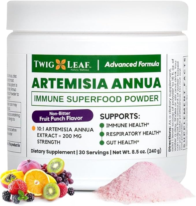 Artemisia Annua Sweet Wormwood Herbal Powder | Leaf Extract Brain Supports | Artemisinin Supplement | Sweet Wormwood Organic Extract | Non-GMO, Vegan, Gluten-Free | 30 Servings/8.5 Oz (240g)