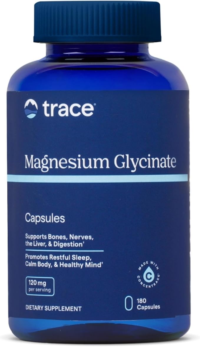Trace Minerals Magnesium Glycinate 120mg - Bone Strength & Muscle Support - Magnesium Supplement to Aid Healthy Sleep Patterns & Relaxation - Support Nerve Function - 180 Capsules (180 Servings)