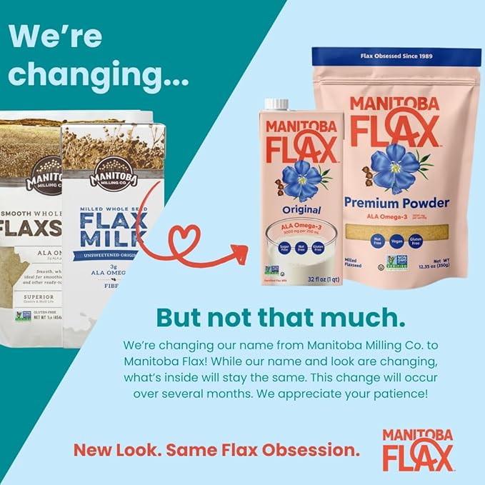 Manitoba Milling Company Original Flax Milk| Unsweetened | 3000mg ALA OMEGA-3 | 2 Tbsp Flaxseed per Serving | 4g Protein & 3g Fiber | Non-GMO, Plant-Based, Non-Dairy| Shelf-Stable, 32 oz (Pack of 6)