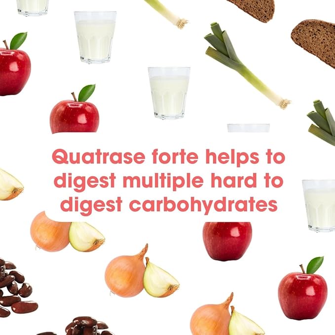 Quatrase Forte Digestive Enzymes - 36 Capsules | Highly Dosed Supplement for FODMAP Intolerance | Helps Digest Lactose and Complex Carbohydrates* | Pure & Vegan | Low FODMAP