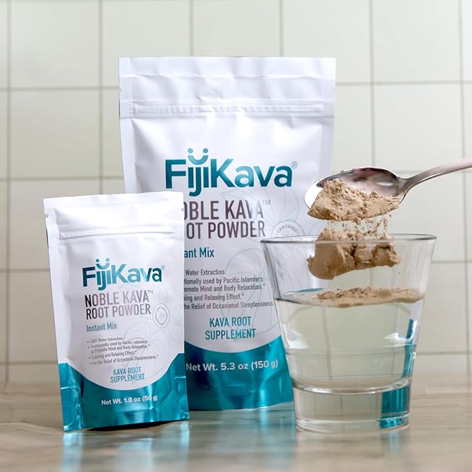 FijiKava Instant Kava Kava Powder 250g – Premium Kava Root Powder with High Kavalactone Content – Natural Relaxation Aid for Calmness, Stress Relief, and Sleep Support – Easy-to-Mix