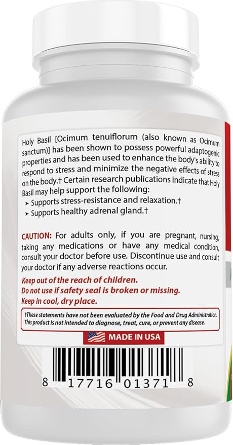 Best Naturals Holy Basil Extract 500 mg 120 VCaps (120 Count (Pack of 2))