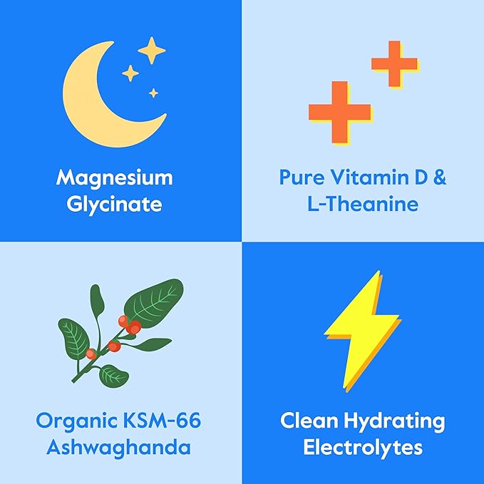 Nectar Calm Magnesium Glycinate Drink Mix - Sugar Free & Zero Calorie - with Organic Ashwagandha, Vitamin D, L-Theanine, Hydrating Electrolytes - Relax, Focus & Calm - Non-GMO (Orange 30 Sticks)