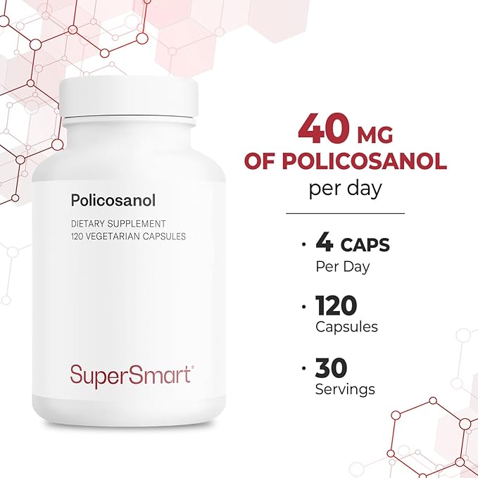 Supersmart - Policosanol 40mg per Day - Sugar Cane Extract Supplement | Non-GMO & Gluten Free - 120 Vegetarian Capsules