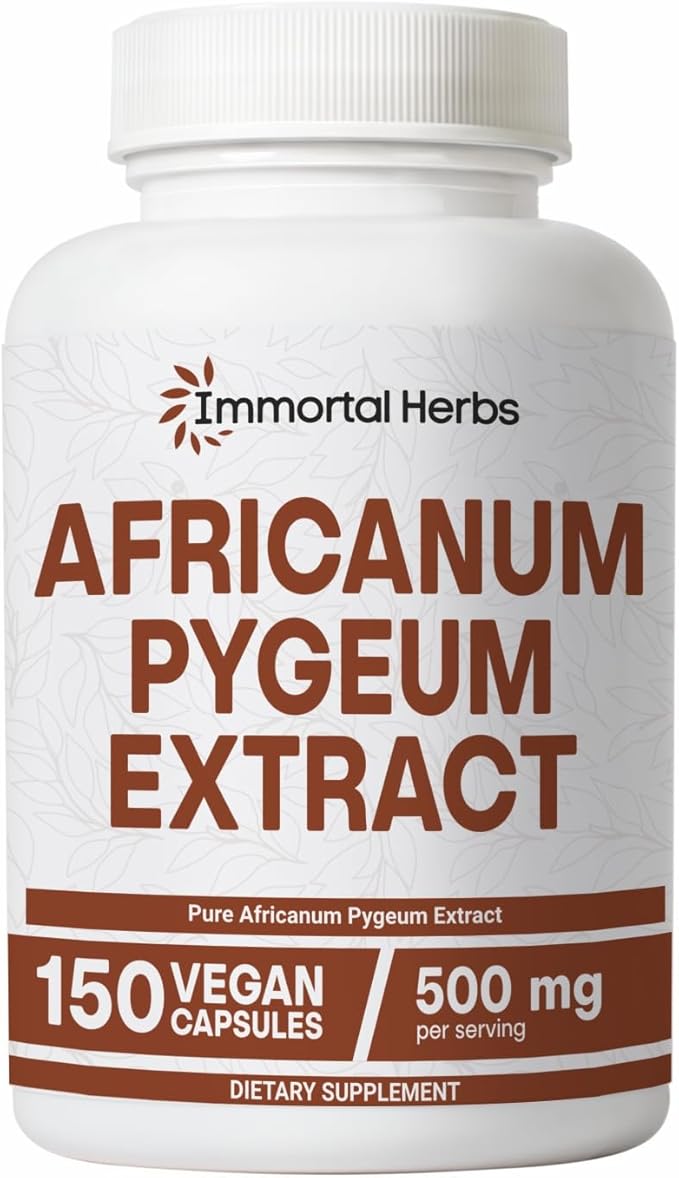 Africanum Pygeum 500mg, 25:1 Extract, 150 Pills, Extra Strength Pygeum Supplement for Men and Women, Non-GMO and Gluten-Free Bark Extract Capsules, 5 Months Supply