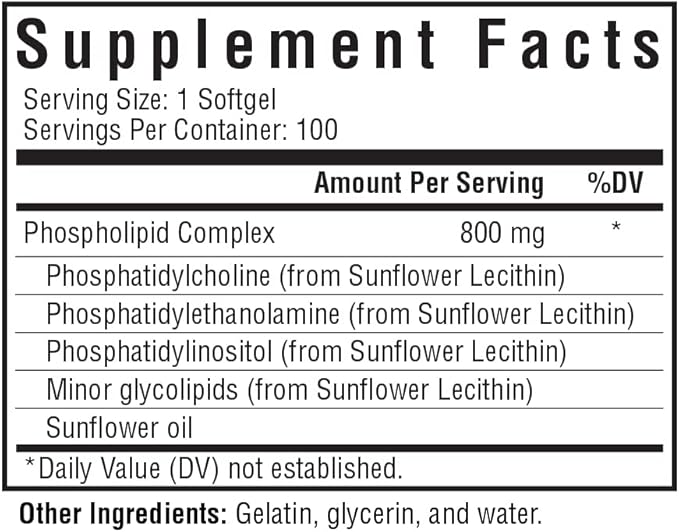 Seeking Health Optimal PC, 800 mcg Blended Phospholipid Complex, Made from Non-GMO Sunflower Lecithin, Supports Healthy Brain Function, Natural Energy Support (100 softgels)